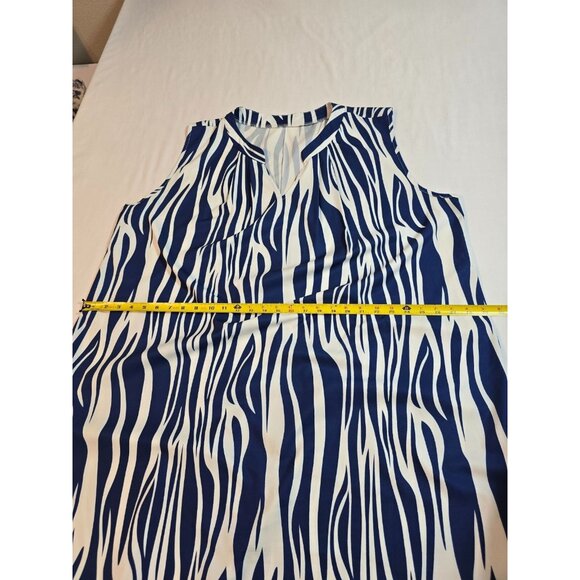 Womens Blue and White lightweight Sleeveless dress size 5XL Poly Spandex blend - Picture 9 of 12